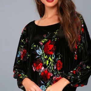 Free people floral velvet slouchy bodysuit